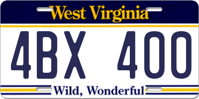 WV license plate 4BX400