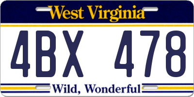 WV license plate 4BX478