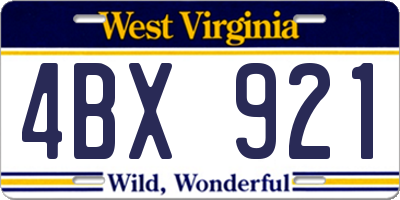WV license plate 4BX921