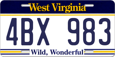 WV license plate 4BX983