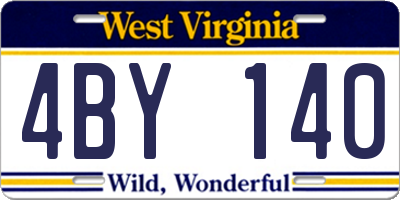 WV license plate 4BY140