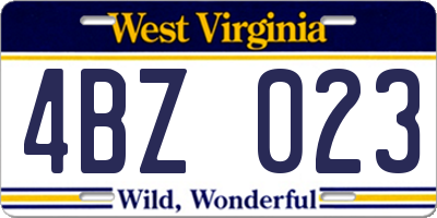 WV license plate 4BZ023