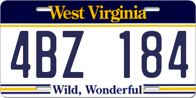 WV license plate 4BZ184