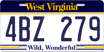 WV license plate 4BZ279