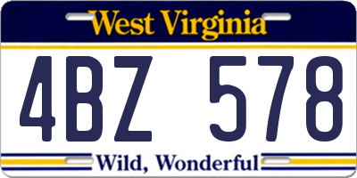 WV license plate 4BZ578