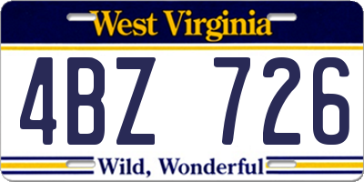 WV license plate 4BZ726