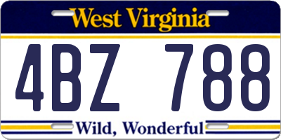 WV license plate 4BZ788