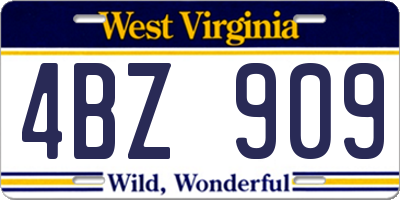 WV license plate 4BZ909