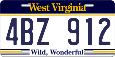 WV license plate 4BZ912