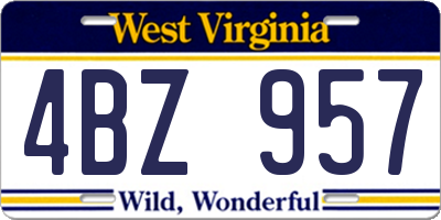 WV license plate 4BZ957