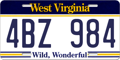 WV license plate 4BZ984