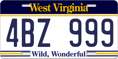 WV license plate 4BZ999