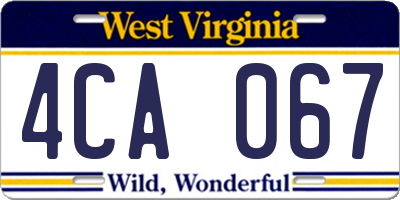 WV license plate 4CA067