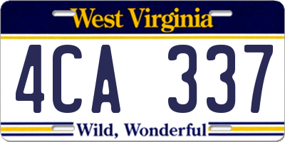 WV license plate 4CA337