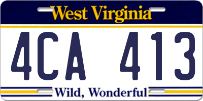 WV license plate 4CA413