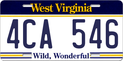 WV license plate 4CA546