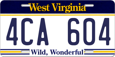 WV license plate 4CA604