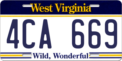WV license plate 4CA669