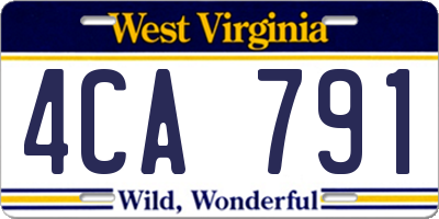 WV license plate 4CA791