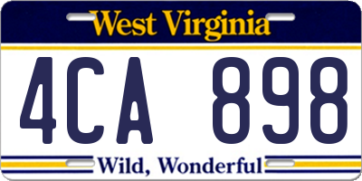 WV license plate 4CA898