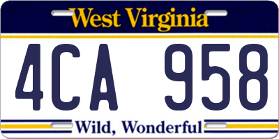 WV license plate 4CA958