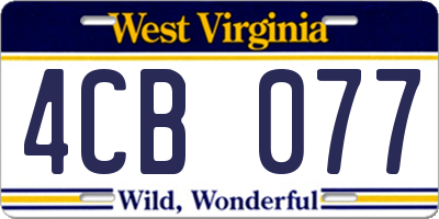 WV license plate 4CB077