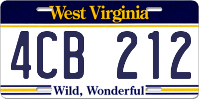 WV license plate 4CB212