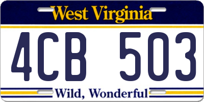 WV license plate 4CB503