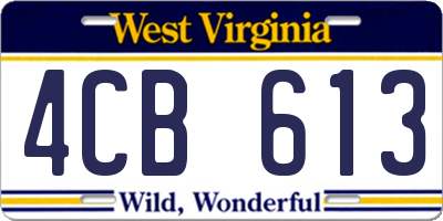 WV license plate 4CB613