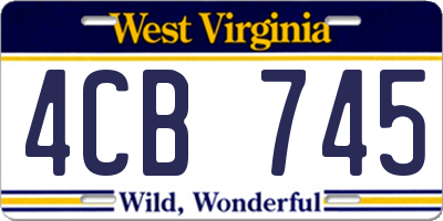 WV license plate 4CB745