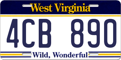 WV license plate 4CB890