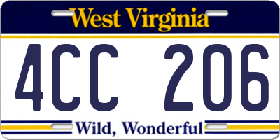 WV license plate 4CC206