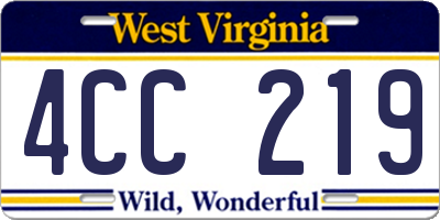 WV license plate 4CC219