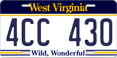 WV license plate 4CC430