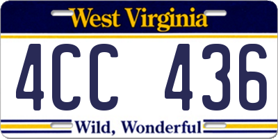 WV license plate 4CC436