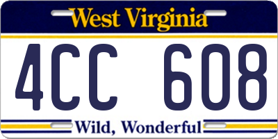 WV license plate 4CC608