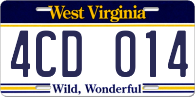 WV license plate 4CD014