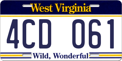 WV license plate 4CD061