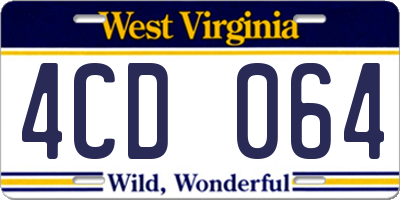 WV license plate 4CD064