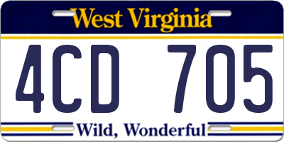 WV license plate 4CD705