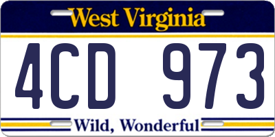 WV license plate 4CD973
