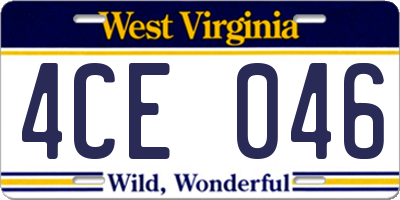 WV license plate 4CE046