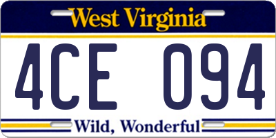 WV license plate 4CE094