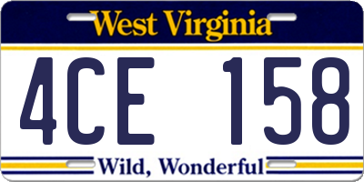 WV license plate 4CE158