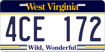 WV license plate 4CE172