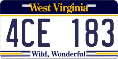 WV license plate 4CE183