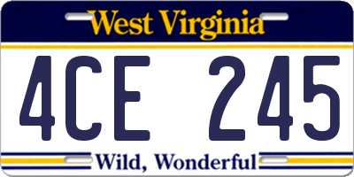 WV license plate 4CE245