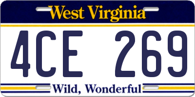 WV license plate 4CE269