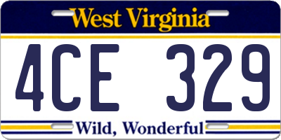 WV license plate 4CE329