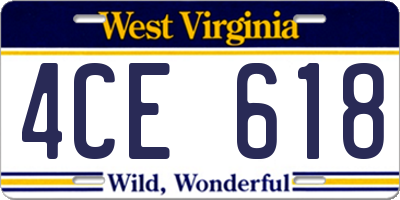 WV license plate 4CE618